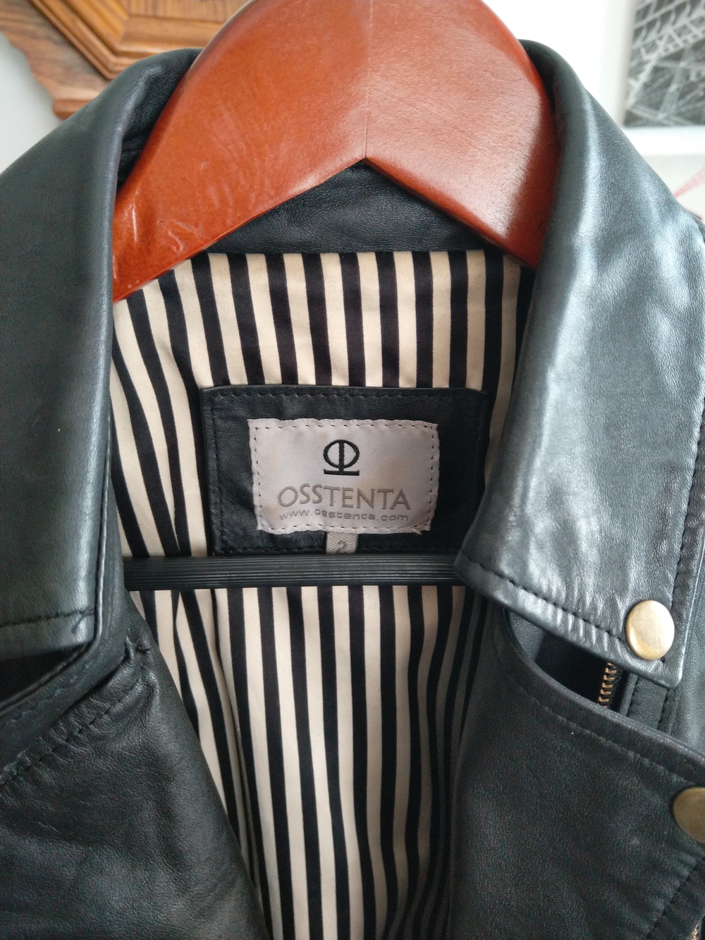 Black Leather Asymmetric Moto Jacket - Picture 3 of 10